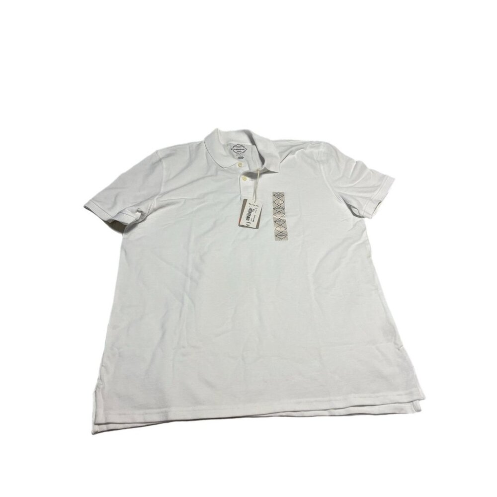 St John's Bay Men's White Polo Button Shirt Size L  NWT